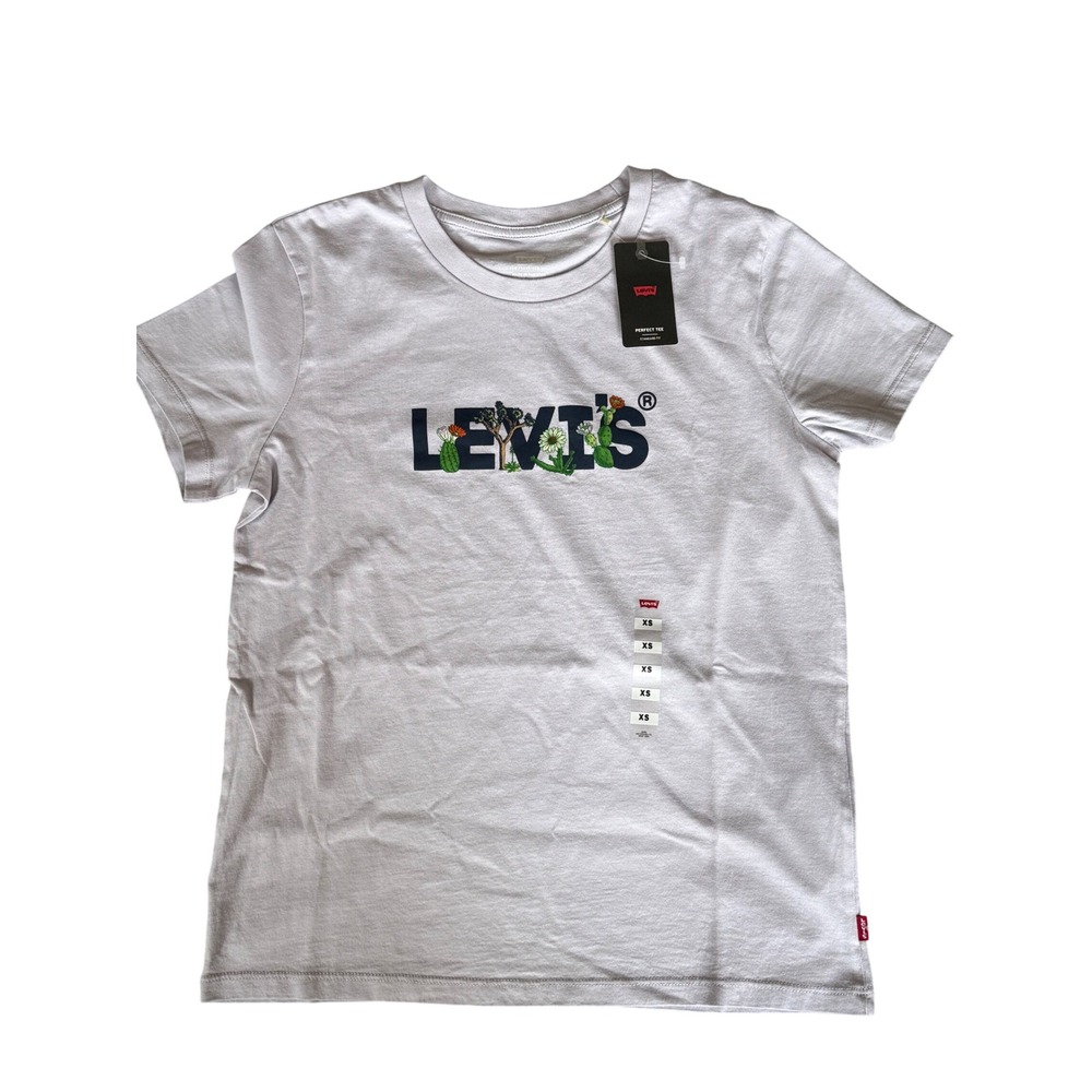 Levi's Perfect Tee Women's XS lilac Desert Logo Graphic T-Shirt New Tags NWT